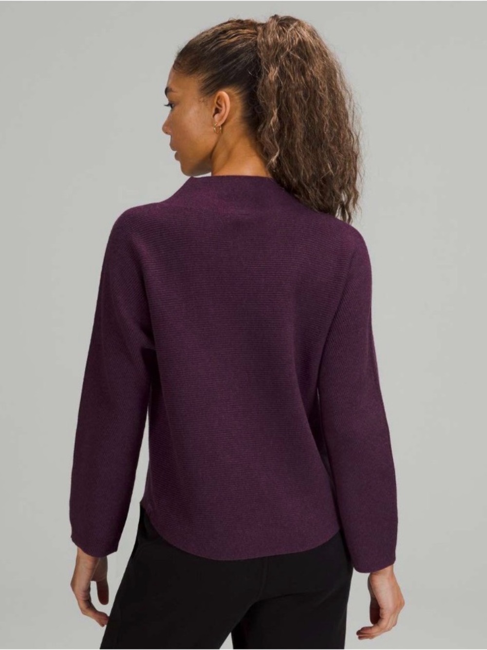 🌟 Lululemon Boxy Cotton-Blend Sweater Heathered Vintage Plum M/L - Picture 2 of 14